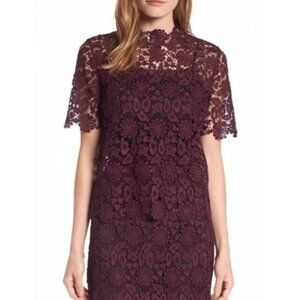 Women’s Halogen Burgundy Lace Blouse Top NWT Size M Dressy Evening Lace Shirt